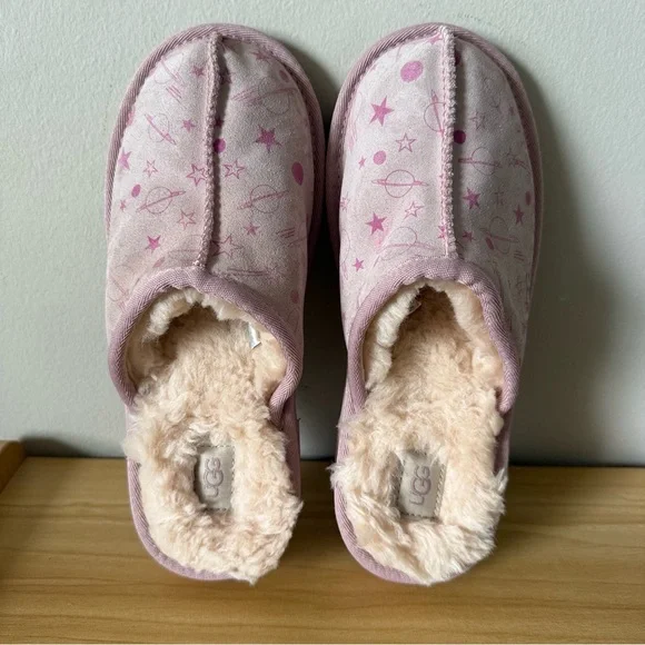 UGG Pink Plush Slip-On Women's Slippers with Star Print 36(US4) - Picture 8 of 8